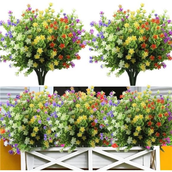 5 Bundles Artificial Flowers for Outdoors, UV Resistant Faux Outdoor Flowers - Picture 3 of 6